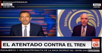 Coronel Luis Villamarín en CNN con el periodista chileno Juan manuel Rodríguez analizando ataque ruso contra estación de tren donde fueron asesinados 52 civiles.