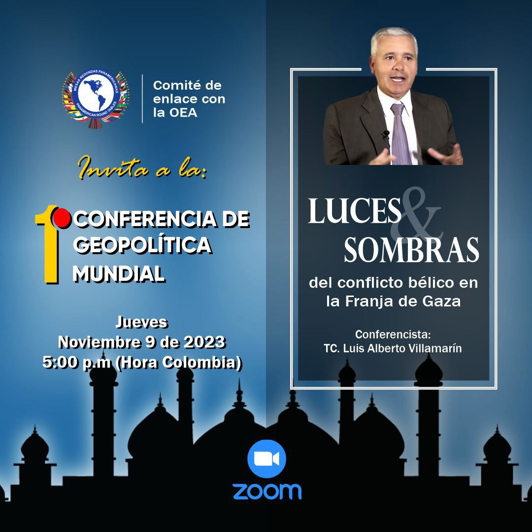 Invitación de funcionarios de la OEA al teniente coronel Luis Alberto Villamarín Pulido, para disertar acerca de la evolución del complejo problema de la guerra entre Israel y el grupo terrorista Hamas.
